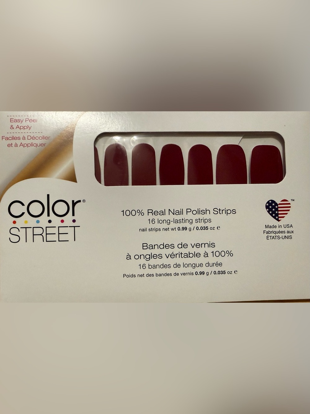 Color Street Burgundy Nail Polish Strips
